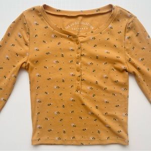 aeropostale yellow long sleeve top with floral print